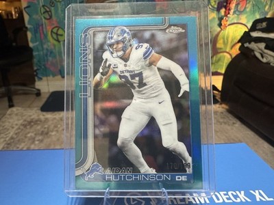 2025 Topps Chrome Aidan Hutchinson Aqua 170/199 Detroit Lions #104 FUTURE HOF