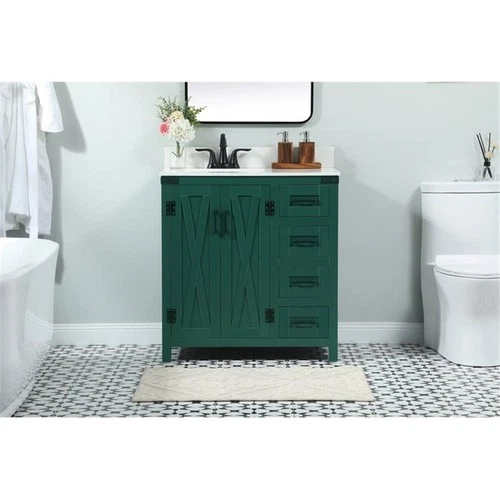 Elegant Decor Grant 32" MDF Single Bathroom Vanity with Backsplash in Green - Picture 7 of 8