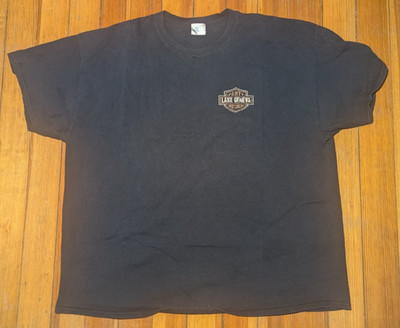 Vintage Harley Davidson Lake Geneva Party City Distressed Black T-shirt Mens 2XL