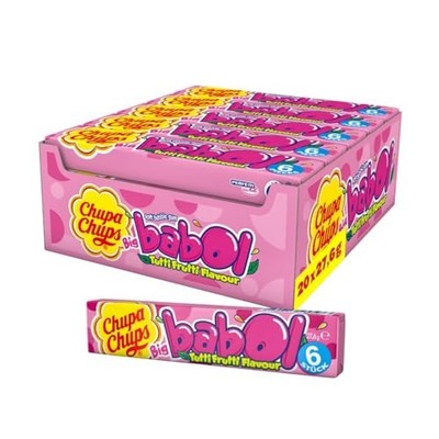 Chupa Chups Big Babol Tutti Frutti Kaugummi 20 Stangen Theken-Display Frucht