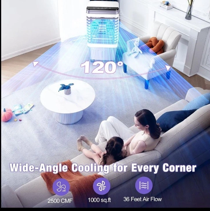 Enfriador/acondicionador de aire evaporativo 2500 CFM enfriador de pantano con tanque de agua de 6,87 galones Foto 3 de 4