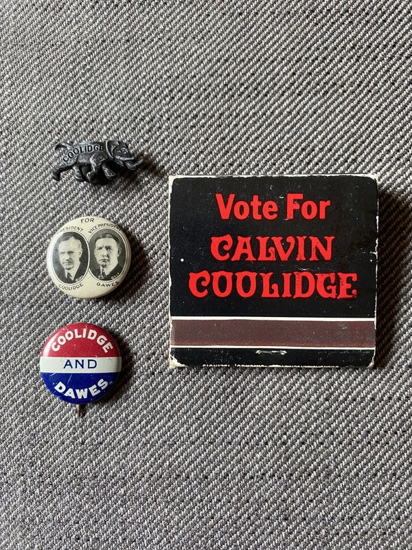 1924 Coolidge Dawes Campaign Button Pinback Matchbook Lot 4