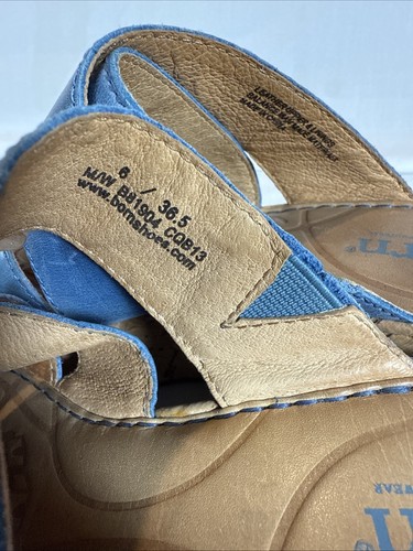 Born Womens Shoes Sandle Blue Strap Slip On Wedge Heels Adjustable Strap Sz 6 - Picture 6 of 7