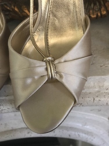 Prada Raso Liberty Gold Sling Back Leather/Satin Heels Size 39 Original Box EUC! - Picture 3 of 10