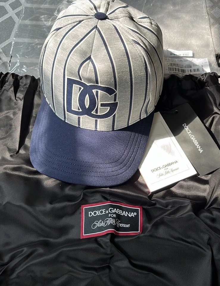 Gorra de béisbol Dolce Gabbana Game Day Dg Logo Rayas 58 mediana elegante bolsa antipolvo Foto 2 de 4