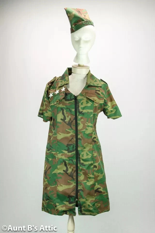 2pc Sexy Army Surrender Camo Camouflage Dress Halloween Costume Women S 6-8 - Image 3 of 4
