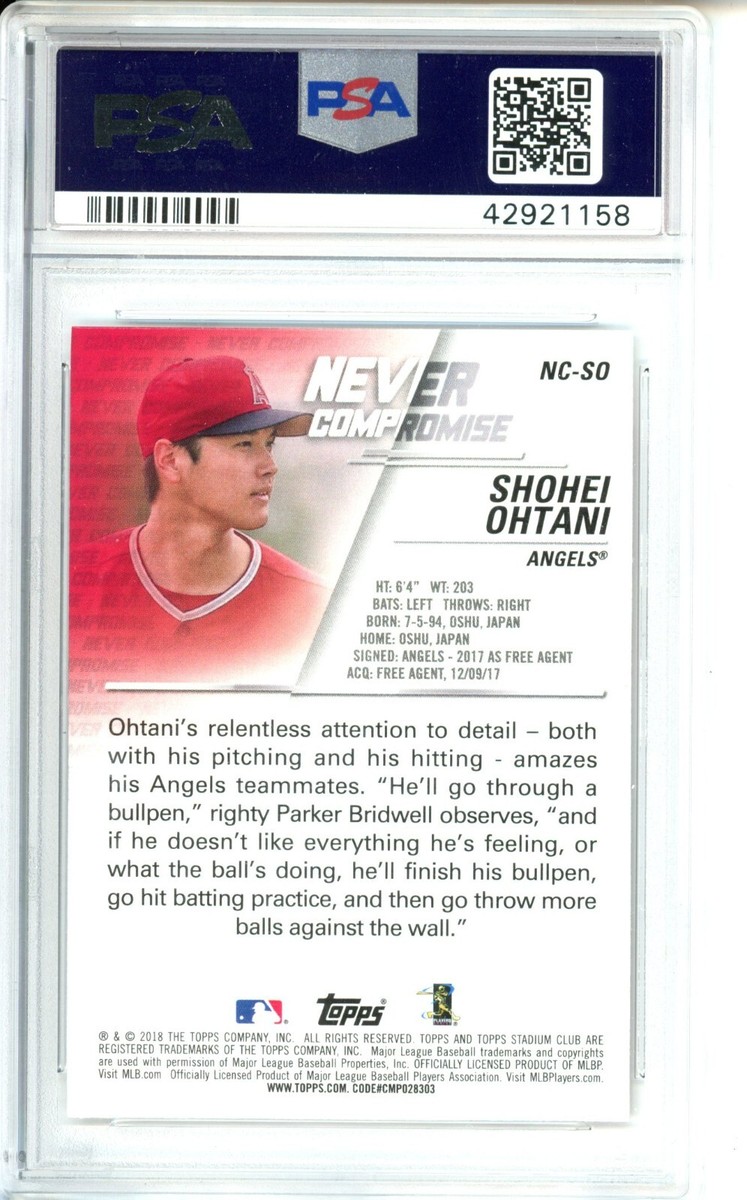 PSA10 2018 STADIUM CLUB NEVER COMPROMISE 大谷翔平｜editorialestado.bo