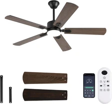 52 Inch Modern Ceiling Fans with Lights App/Remote Control, Low Profile Reversib