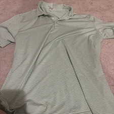 Peter Millar Swisher Sweets Summer Comfort Green Striped Polo Shirt Mens Large