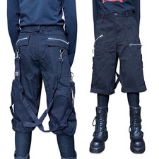 Tripp NYC Goth Skate Grunge Straps Baggy Bondage y2k Black Pants Shorts AF7001M