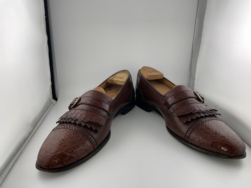 Miguel Angel Quaste Krokodil braun Gr. 10,5B Herren Slipper Halbschuhe Made in Spain - Bild 5 von 12