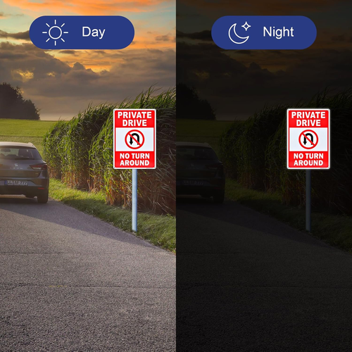 Private Drive Sign, No Turn Around Sign, Driveway Signs No Turnaround, 2 Pack... - Picture 5 of 12