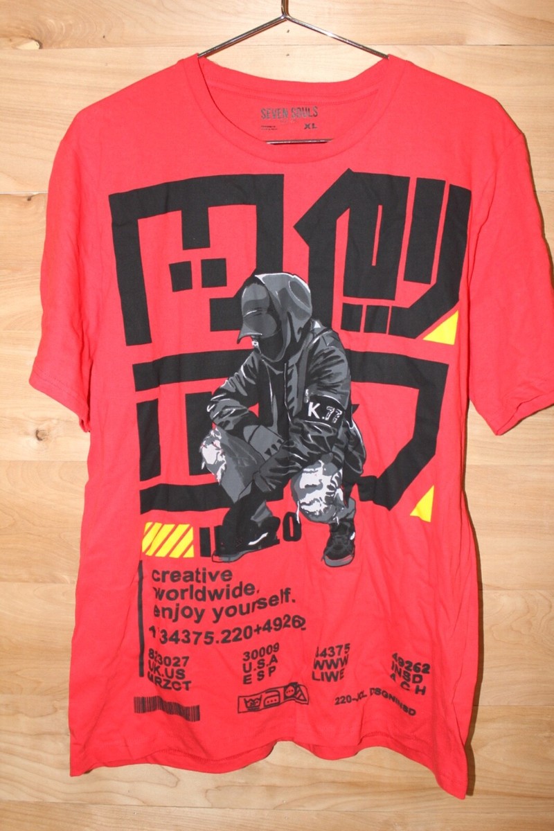 Men's Seven Souls Red Creative Graphic Short Sleeve T Shirt Size