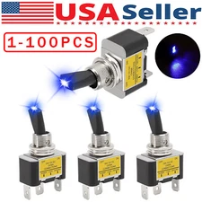 Blue LED Light 3Pin Rocker Toggle ON/Off Switch 30A 12V for Car Boat Marine Lot