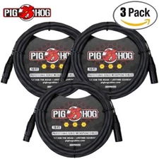 3-PACK Pig Hog PHMH10GR Hex Series 10FT Grey Microphone Cable XLR F - XLR M