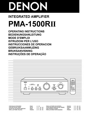 Bedienungsanleitung-Operating Instructions für Denon PMA-1500 R MK2 