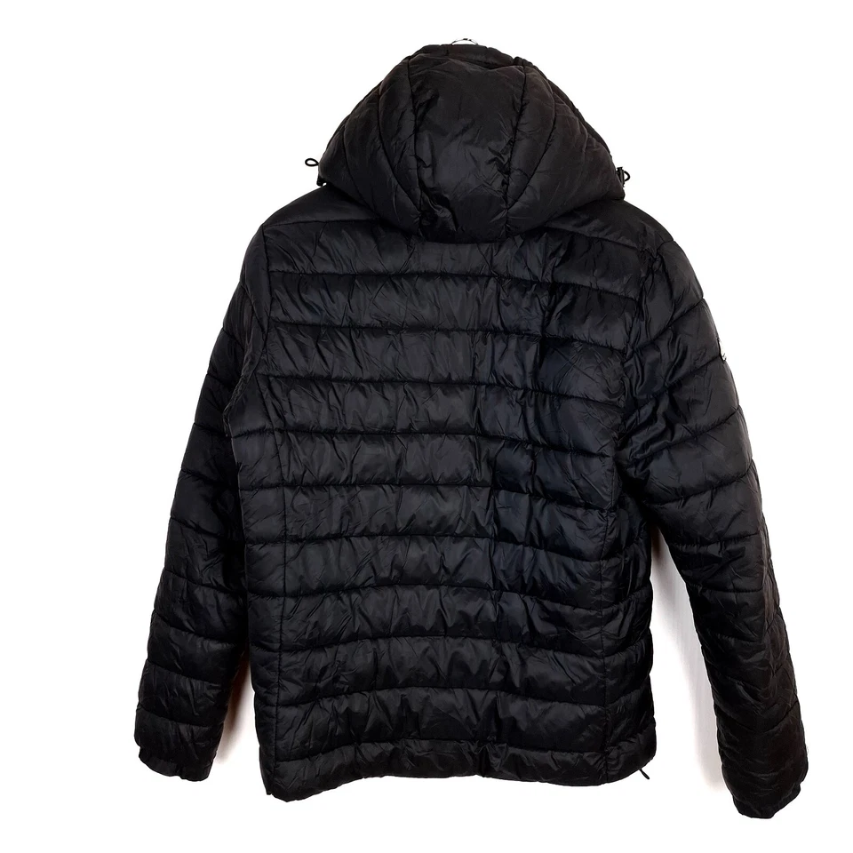 Chaqueta acolchada SUPERDRY para hombre talla M con capucha negro relleno de ... - Imagen 2 de 4