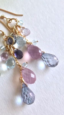 aquamarine rose strawberry quartz iolite 925 sterling silver earring jewelry vb5