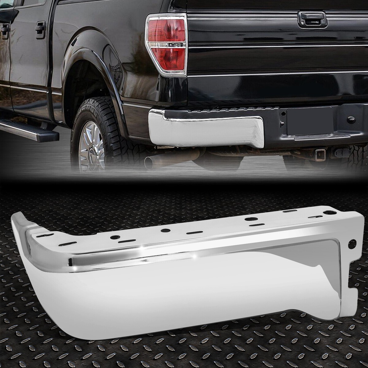 FOR 09-14 FORD F150 FLEETSIDE CHROME REAR BUMPER END CAP W/O 