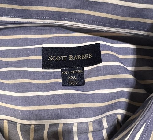 SCOTT BARBER MENS Stripes CASUAL BUTTON DOWN Shirt XXL 2XL NWOT Cotton - Picture 2 of 8