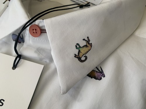 BNWT Paul Smith PS Slim Fit Ram Print White Shirt Size XS - Picture 4 of 9