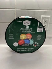 Holiday Time 58.1 FT 100 Multicolor LED Super Bright G30 Christmas String Lights