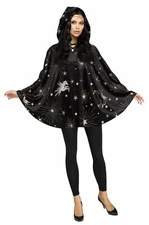 Velvet Black Sorceress Witch Stars Poncho Womens Adult Costume Accessory NEW