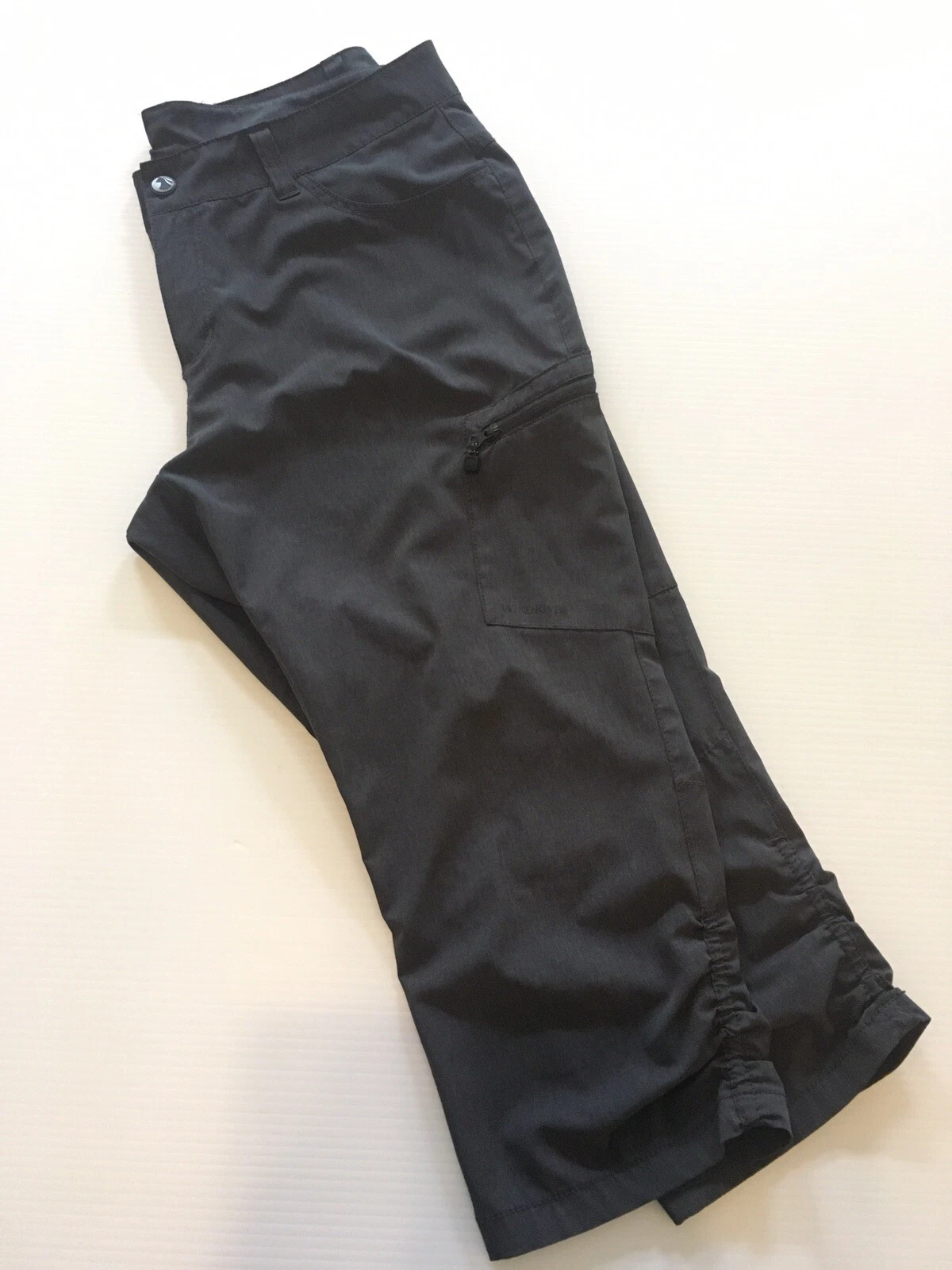 Wind River Outfitter Outdoors Quick Dry Gray Capri Pants 10 Zip Pockets Women’s