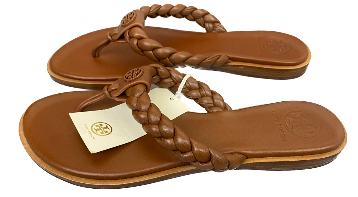 TORY BURCH Braided Benton Thong Style 88492 - Burnt Brown