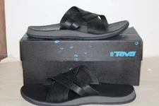 Teva~Ladera Slide~Mens Black Leather Slip On Sandals sz 10 US / 43 EU NEW