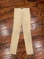 The Row Light Tan Pebbled 100% Lambskin Leather Skinny Pants, Size Small