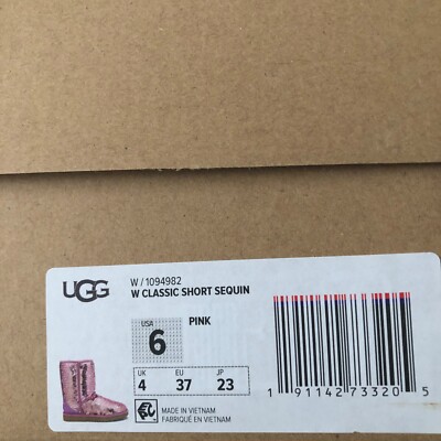 NIB UGG 1094982 Women's Classic Short Sequins Sparkle Pink