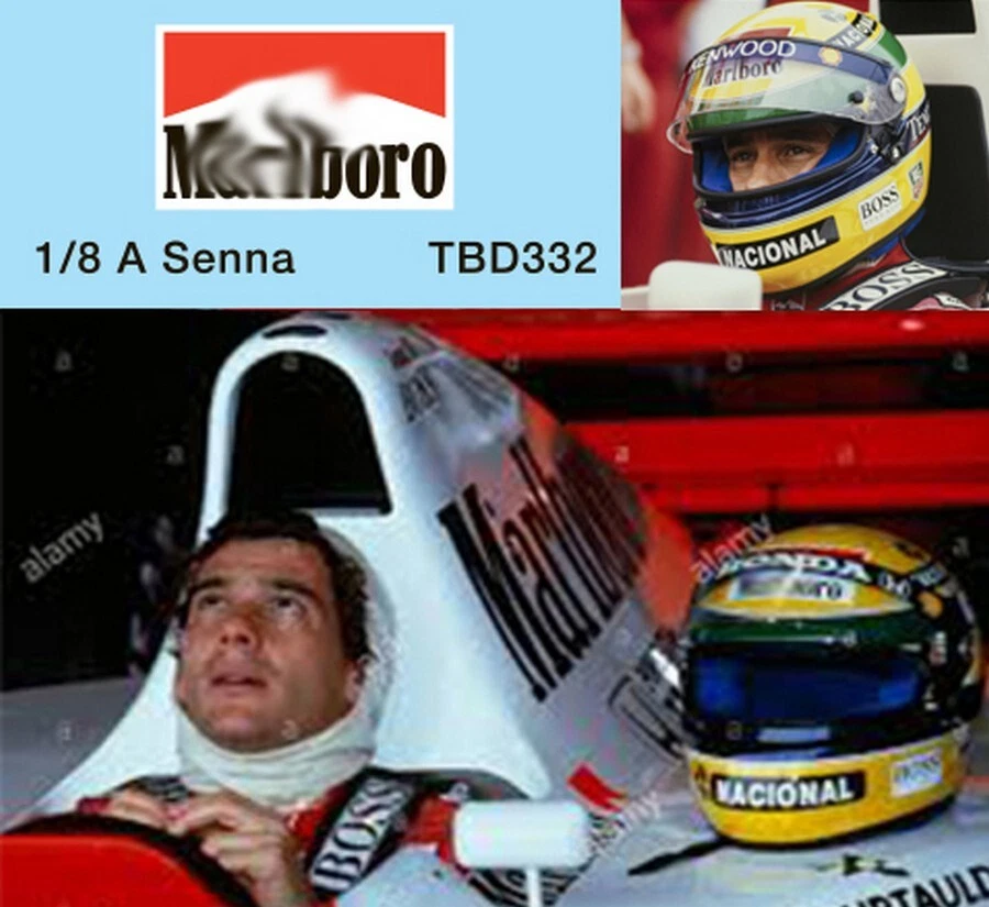 TBDECAL&MODELS 1/8 Decals per AYRTON SENNA MISSING HELMET F1 1992 1993 TBD332