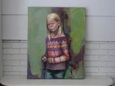 “ THE POUT “ by Donna Corno Original Oil Signed  /  W 24” x H 30.5” Gallery Wrap