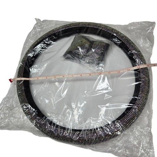 2-PC Car Decor Black/ Silver Rhinestones Steering Wheel and Gear Shift Cover - Picture 7 of 7