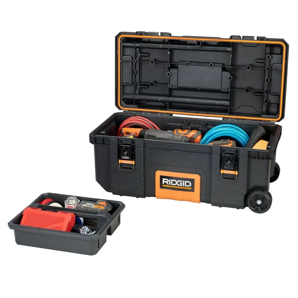 Ridgid Mobile Job Box 2 Wheels Tool Storage Box High Impact Resin 28 Inch  New