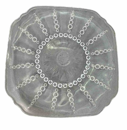 Vtg Federal Glass 6" Plate Columbia Pattern Atomic Pearl Blast Dessert Plate USA - Picture 3 of 24
