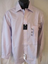 Chaps 100% Cotton Pink Striped Classic Fit Point Dress Shirt SR$65 NEW