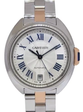 Cartier Cle 18k Rose Gold/Steel Ladies 35mm Automatic Watch W2CL0003 3856