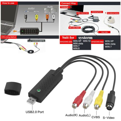 Video Capture Card VCR VHS to Digital DVD Converter Fit for Mac Windows 10 8 - Picture 2 of 13