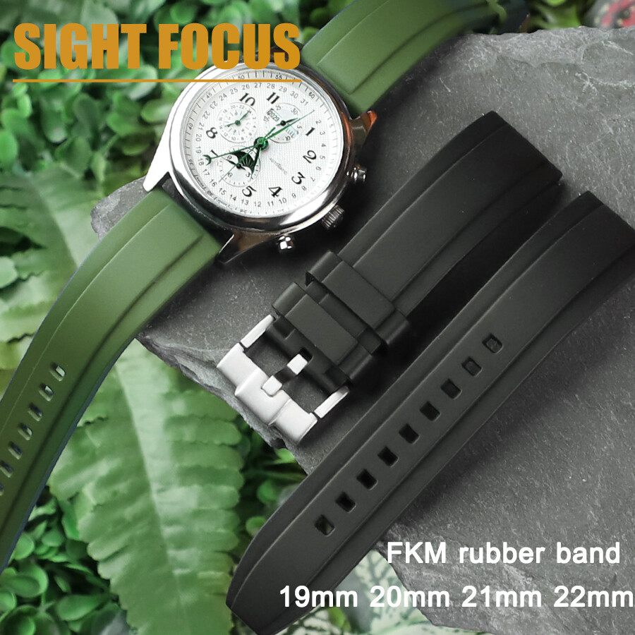 ポンポンチューブラーベルト 19mm 20mm 21mm 22mm FKM Rubber Watch Band for Longines