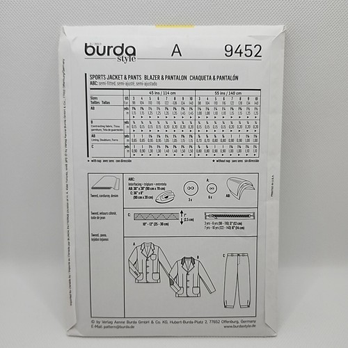 Burda 9452 Childs Boys Sport Jacket And Pants Sewing Pattern Size 3-10 Uncut - Picture 5 of 7
