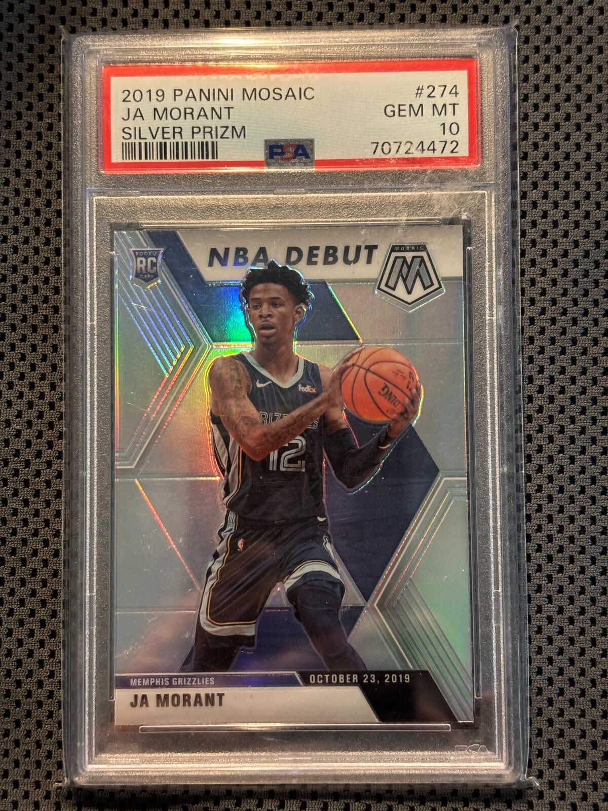 2019 Panini Mosaic #274 Ja Morant Silver Prizm PSA 10 GEM MINT Rookie Grizzlies