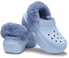 NEW! CROCS STOMP LINED CLOGS Calcite Blue Fuzzy Slip-On Chunky Unisex Shoes
