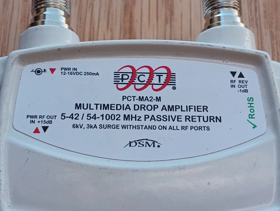 PCT-MA2-M 15dB Gain Multimedia Drop Amplifier RF Signal Booster DSM - Image 2 of 4