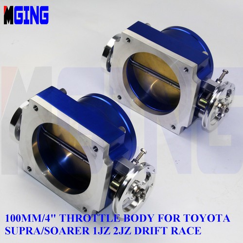 4"100mm Throttle Body High Flow For Toyota Supra Soarer 1JZ 2JZ Drift 2pcs Blue - Picture 6 of 10