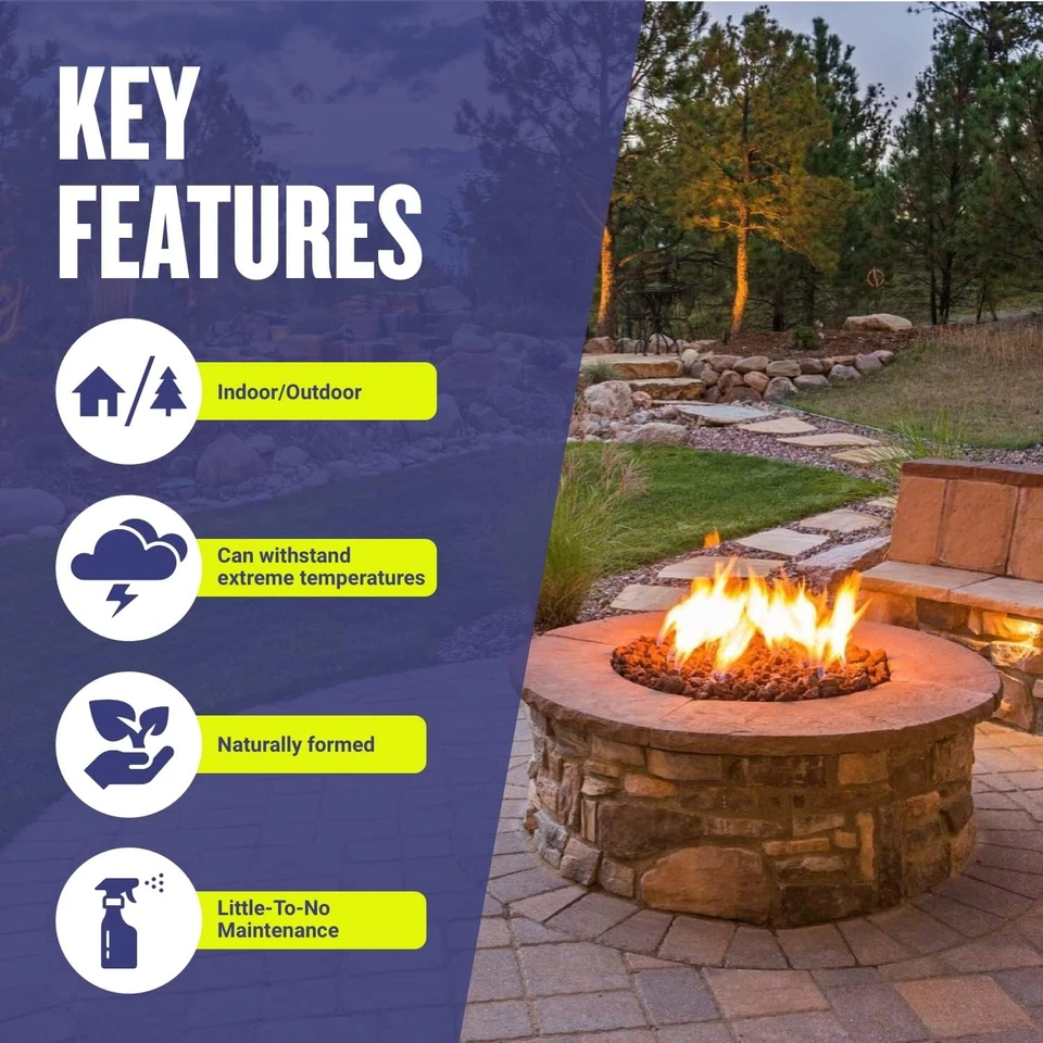 Rocas de lava medianas de 10 libras por American Fire Glass - Pozo de fuego volcánico Rocas de lava Foto 4 de 4