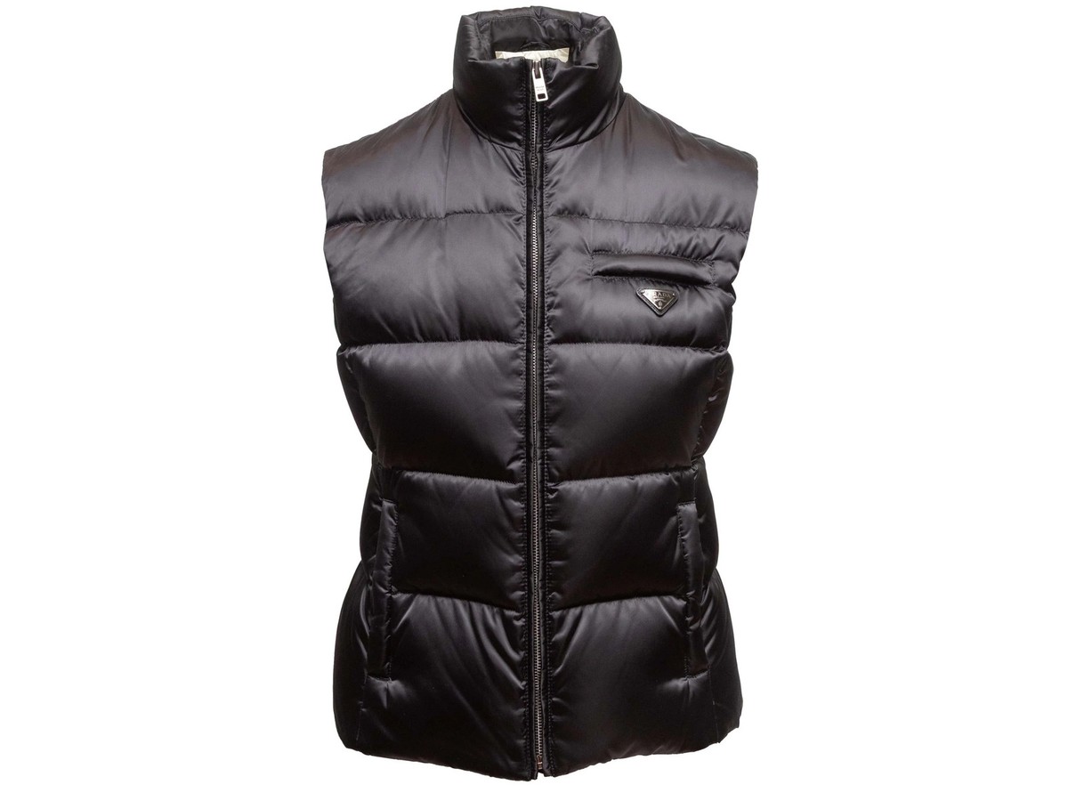 Black Prada Down Puffer Vest Size IT 40 | eBay