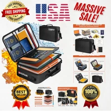 10-Layer Fireproof and Waterproof Document Storage Bag 17x12x5 - Secure Lock