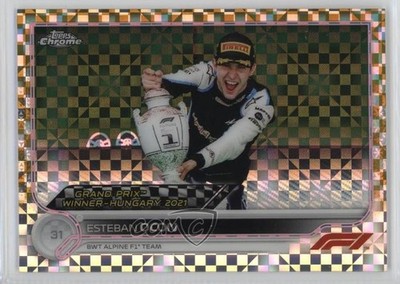 2022 Topps Chrome Formula 1 Gold Checker Flag Refractor 7/50 Esteban Ocon 15wb